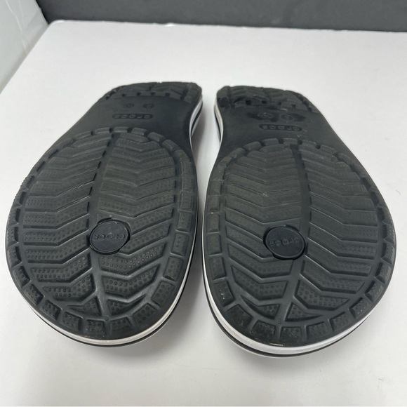 CROCS  Flip Flops‎ Mens 9 Womens 11 Black/White Bayaband Logo ligheweight comfy - Picture 7 of 9
